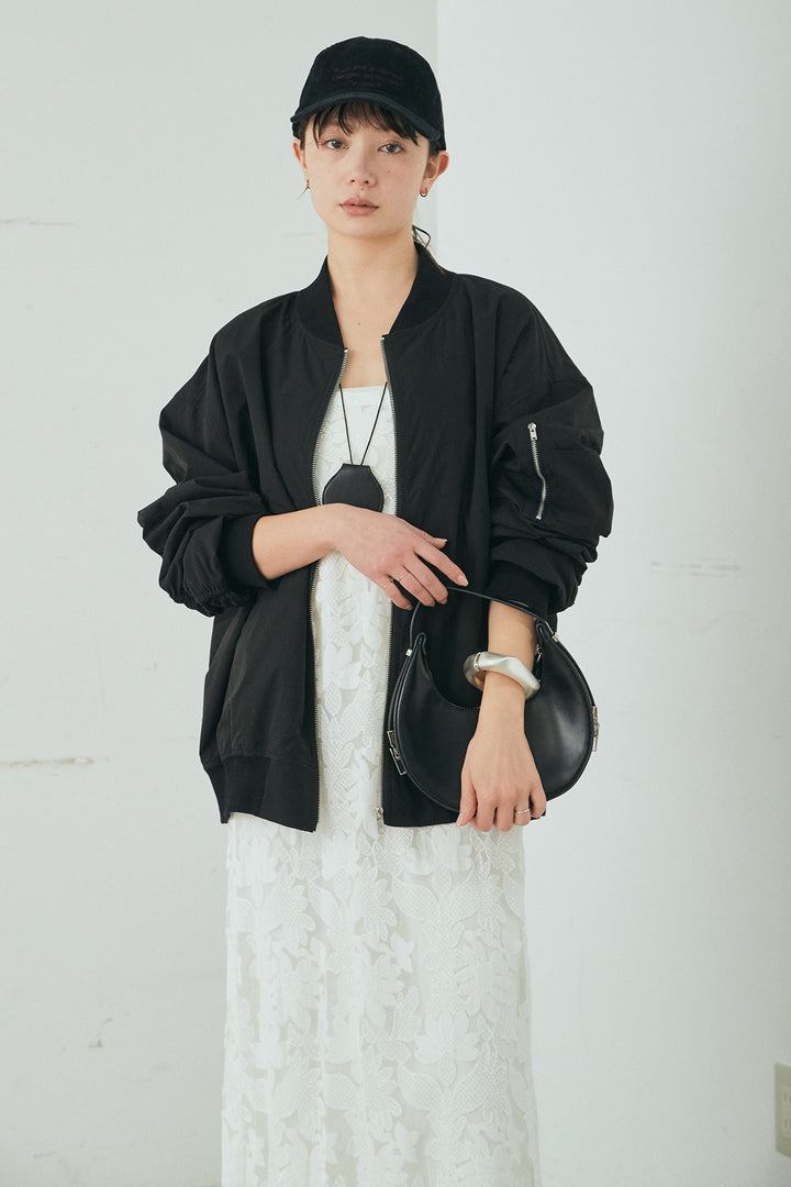 [SET]袖シャーリングオーバーサイズMA1+総レースキャミワンピース(2set)