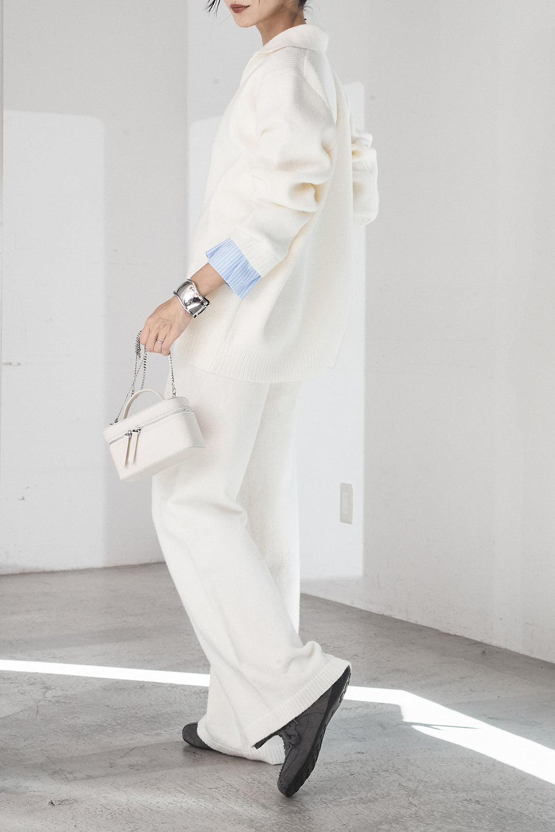 [SET]ストライプドッキングニットポロSETUP