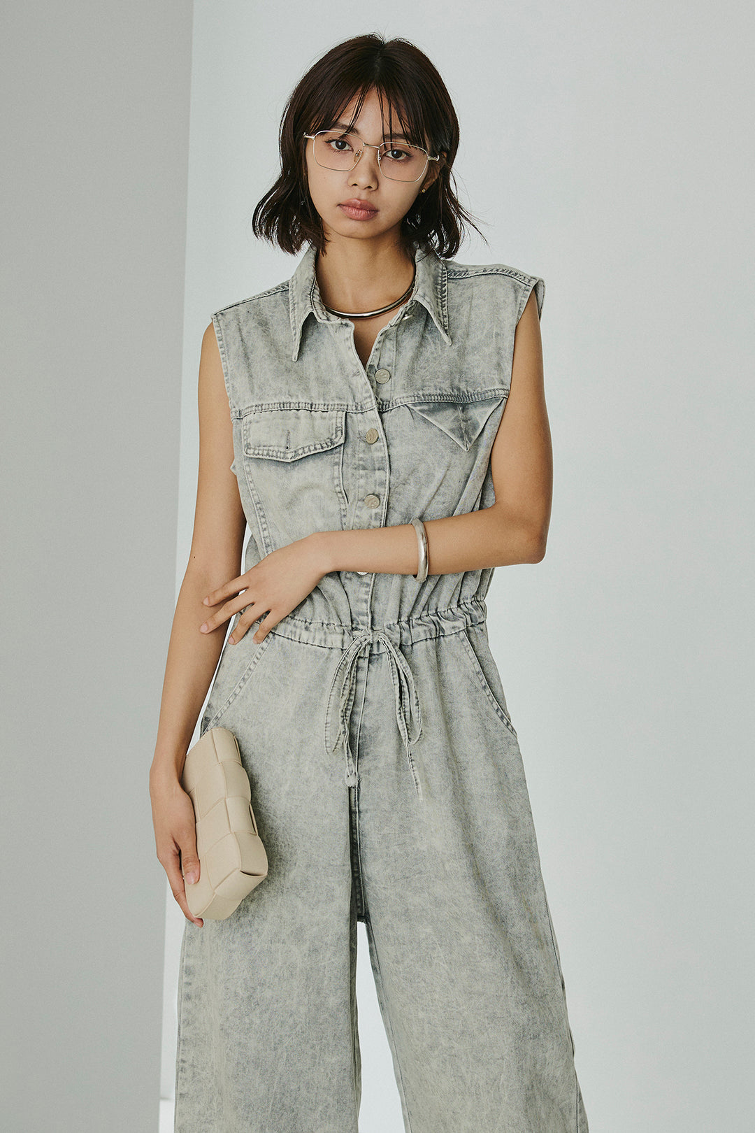 [SET]ケミカルデニムノースリロンパース