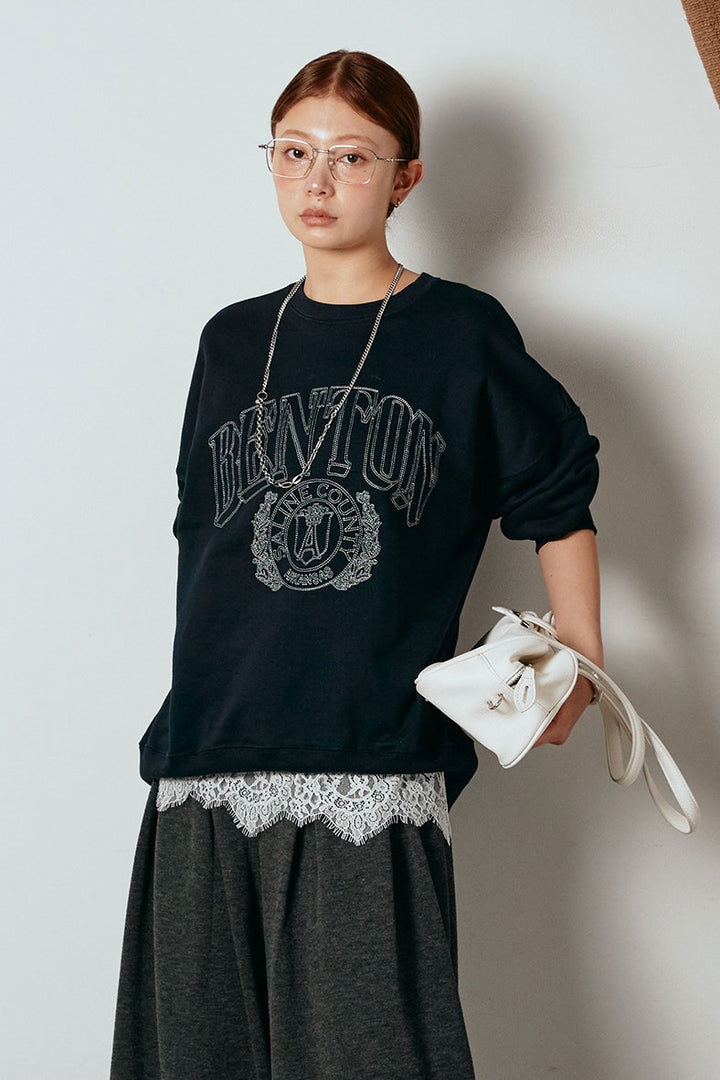 [SET]フロントロゴスウェットプルオーバー+カップ付きレースドッキングキャミソール(2set)