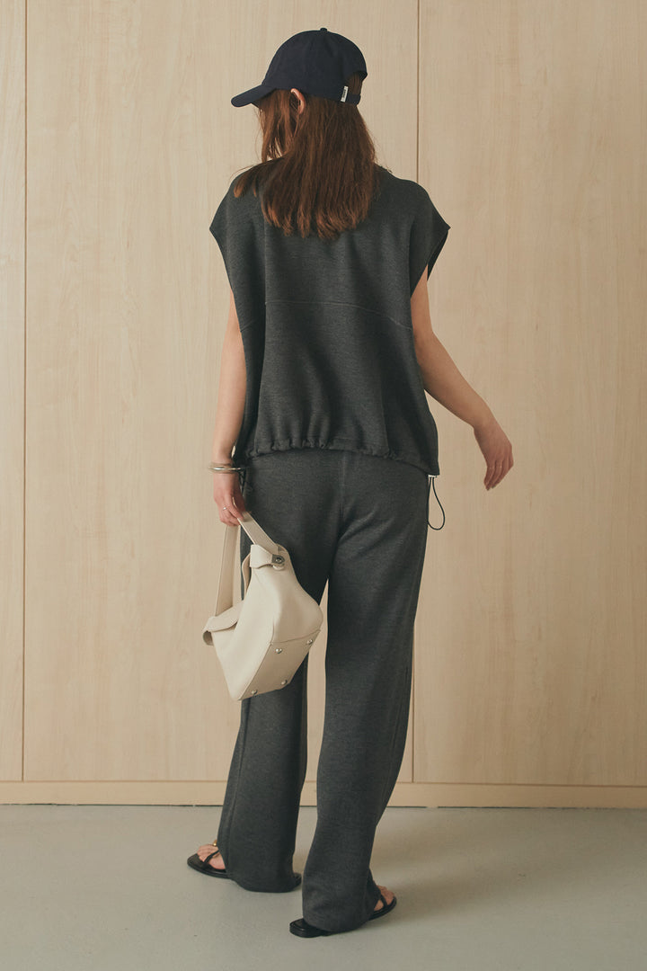 [SET]ボンディング生地ジップベスト+ボンディング生地コクーンパンツ(2set)