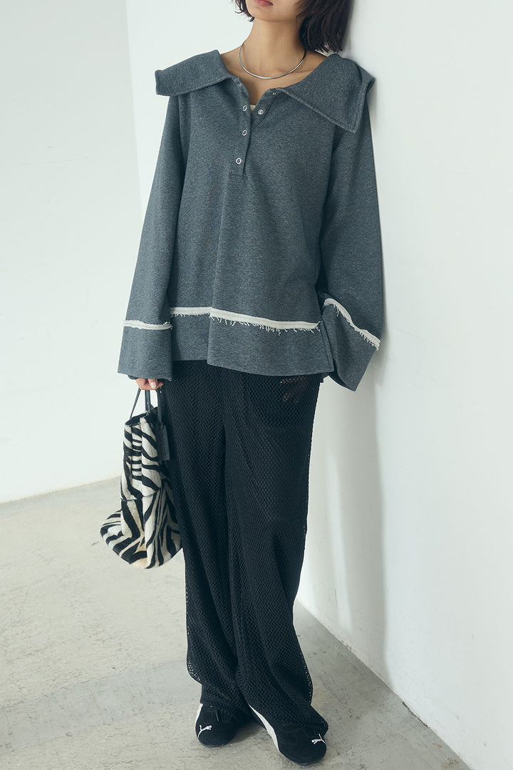 [SET]ビッグカラー2WAYスウェットトップス+メッシュリラックスパンツ(2set)