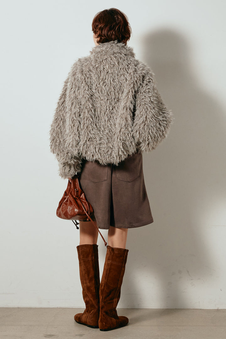 [SET]ミックスシープファースタンドブルゾン+フェイクスウェードハーフパンツ(2set)