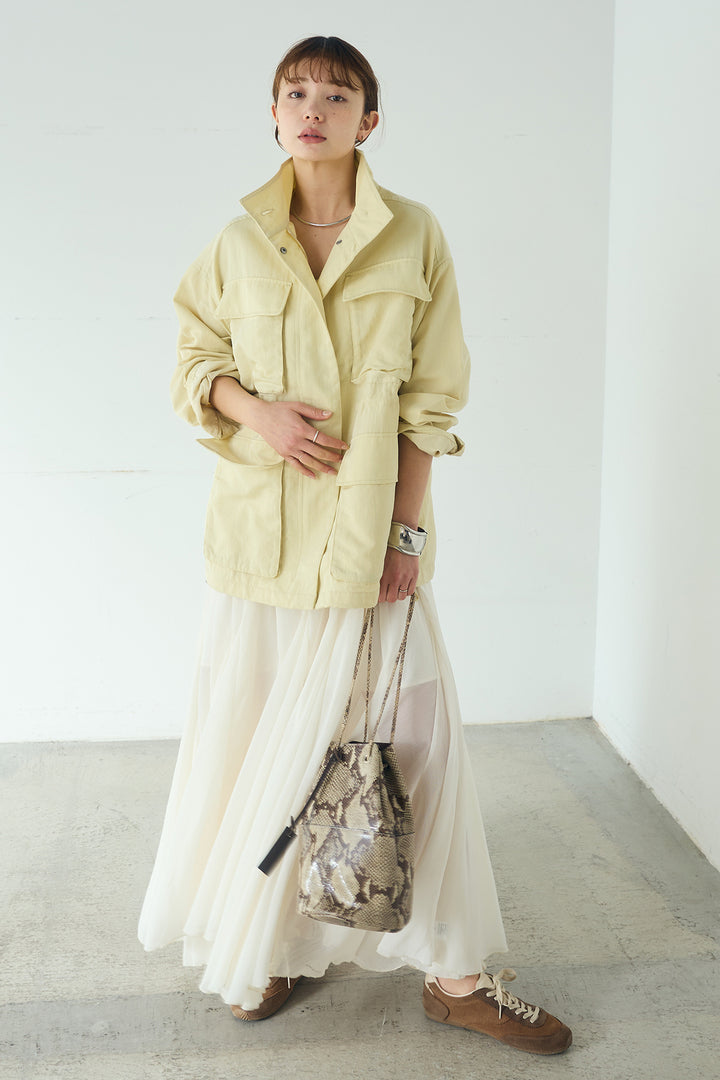 [SET]ナイロンツイルフィールドジャケット+シアーフリルキャミワンピース(2set)