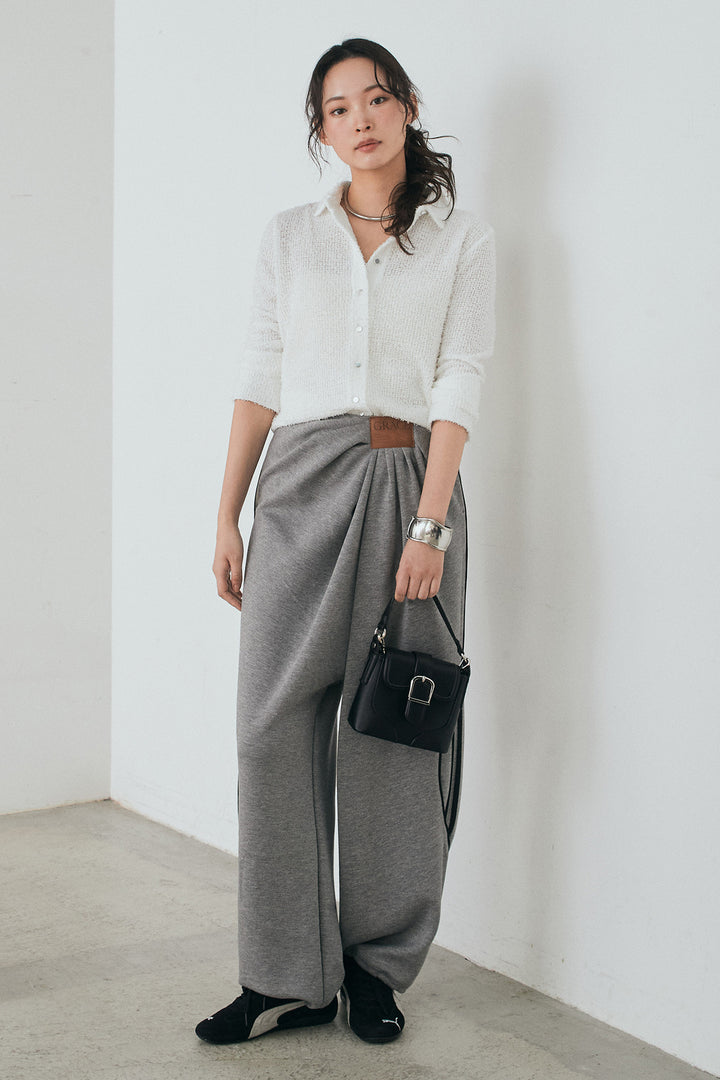 [SET]カールヤーンシャツ+ライトダンボールウェーブラインドレープパンツ(2set)