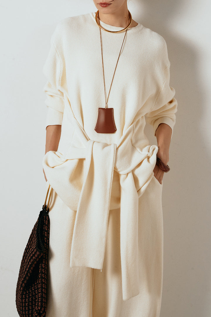 [SET]ウエスト巻きワッフルニットSETUP