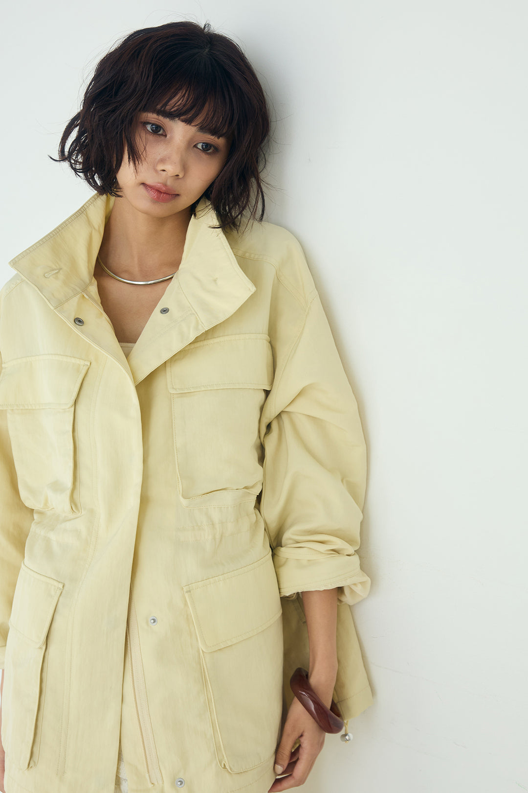 [SET]ナイロンツイルフィールドジャケット+ジャガードカットソータイトスカート(2set)