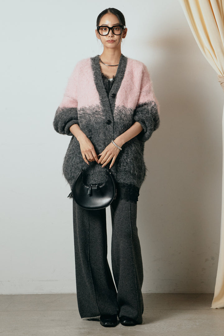 [SET]起毛グラデーションニットカーディガン+レース切り替えキャミソール(2set)