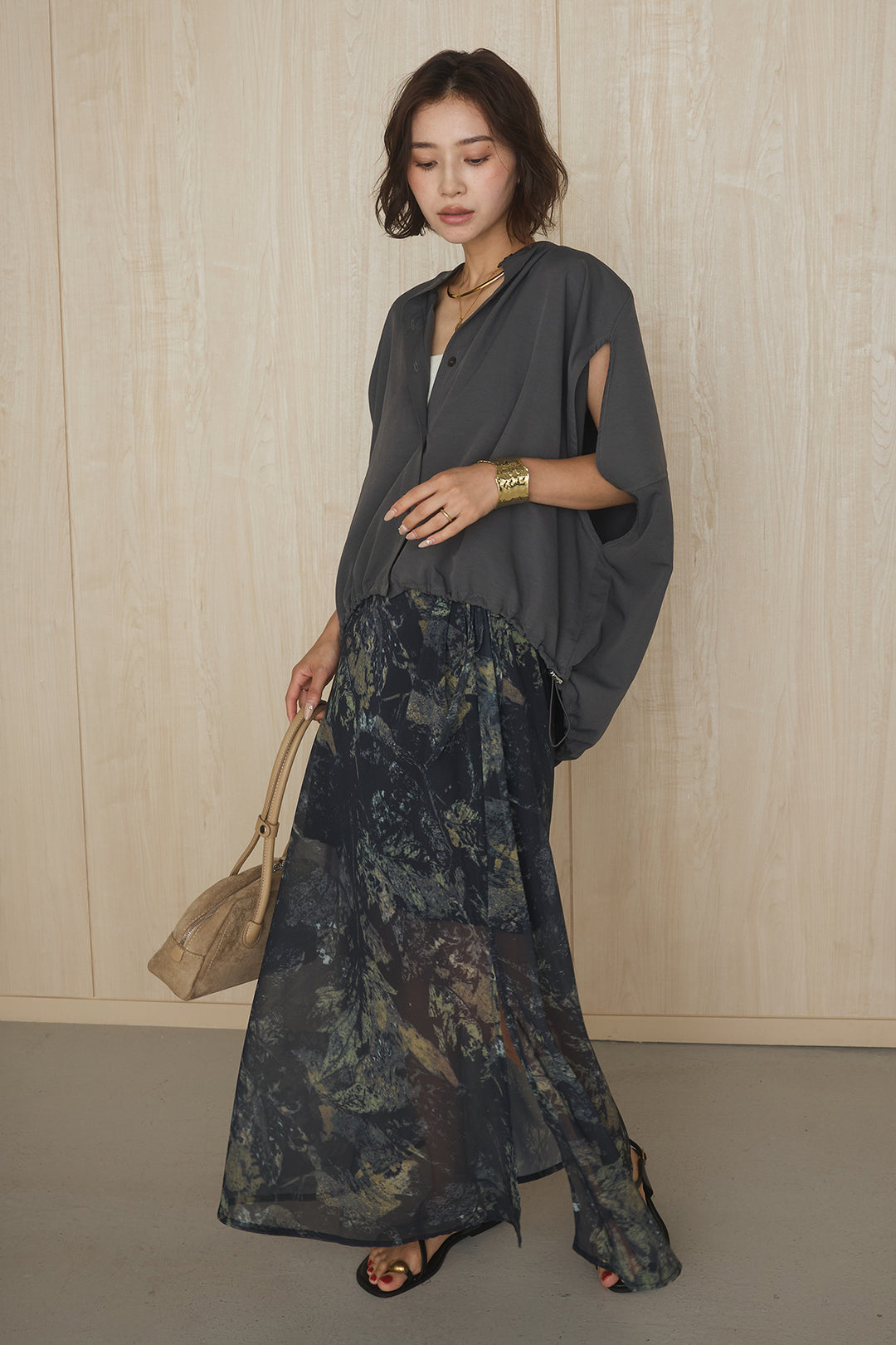 [SET]リラックスサークルシャツ+リラックスタイダイ柄スカート(2set)