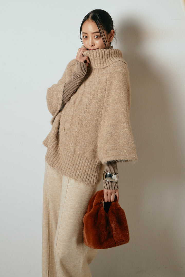 [SET]起毛ミディアムスリーブニットトップス+センターラインニットパンツ(2set)