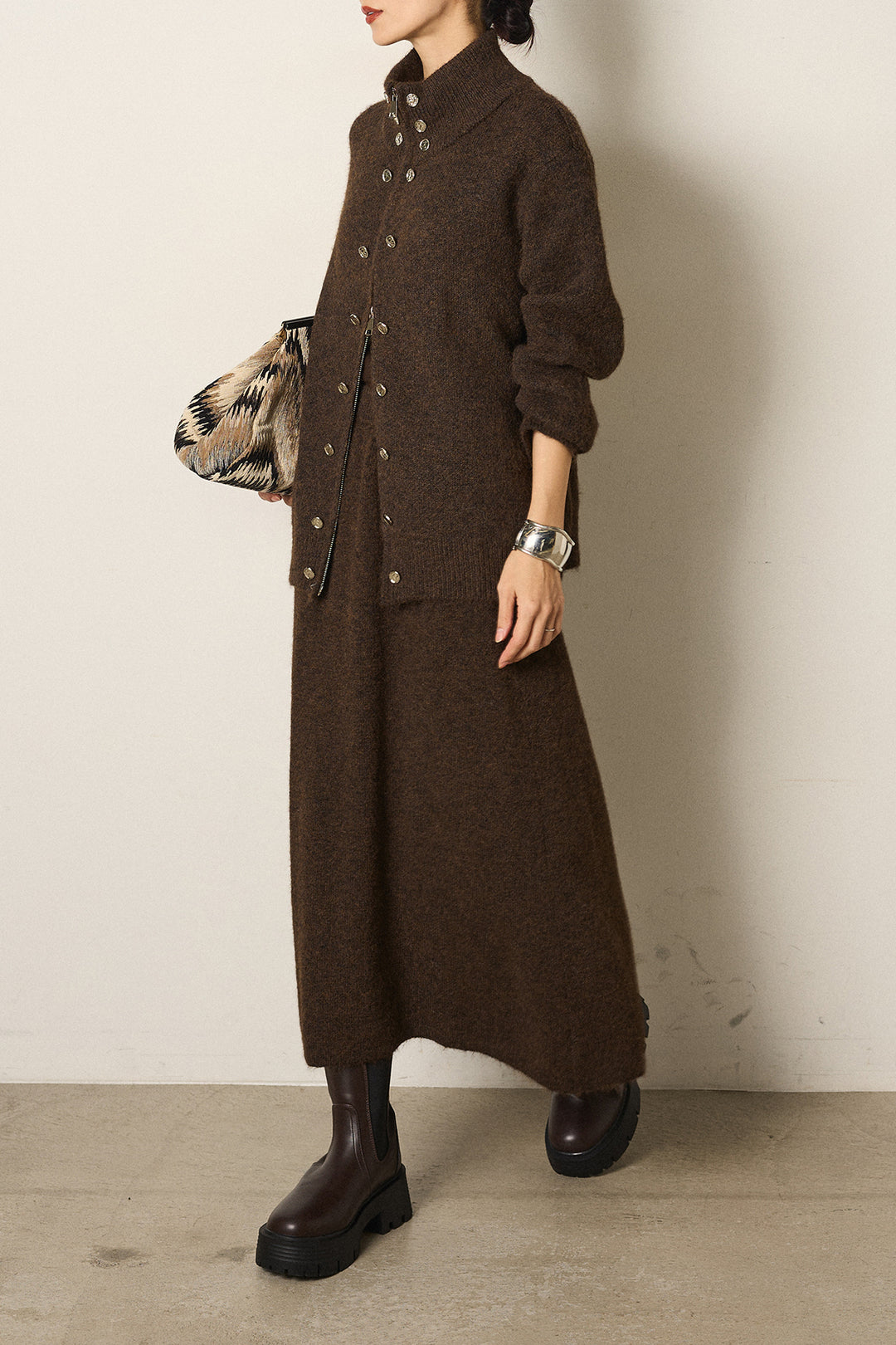 [SET]ハイネックメタルプレートニットスカートSETUP