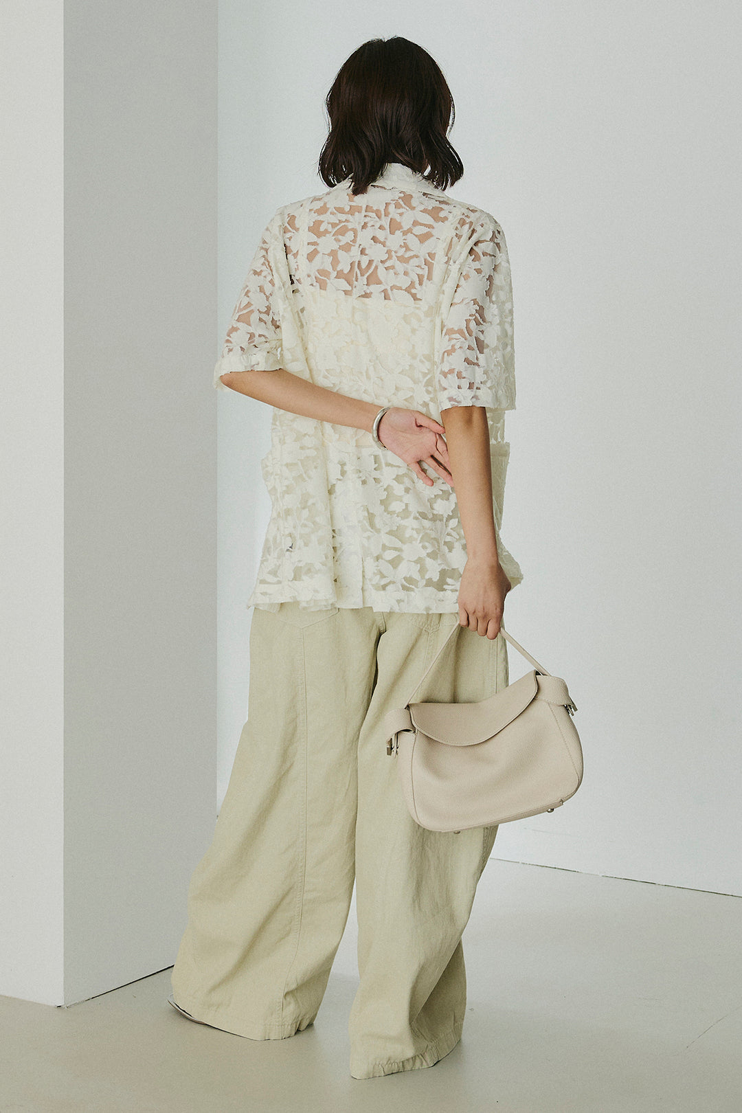 [SET]シアージャガードハーフスリーブテーラードジャケット+サイドベルトカーブワイドパンツ(2set)