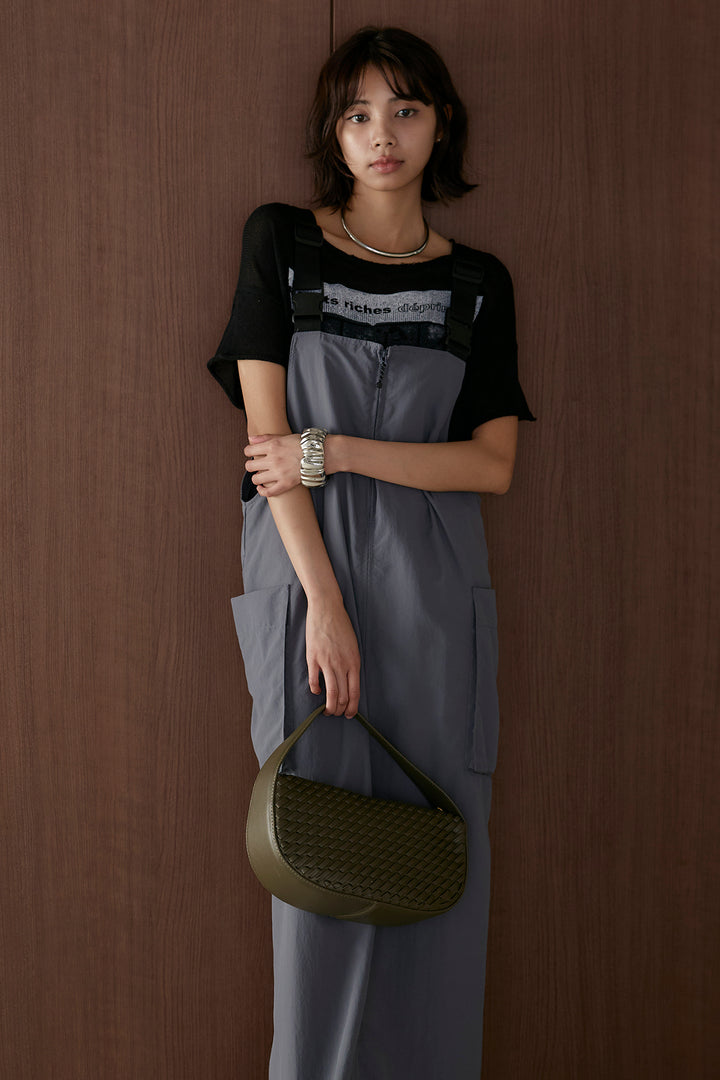 [SET]半袖モノトーングラフィックトップス+ナイロンワンピース(2set)