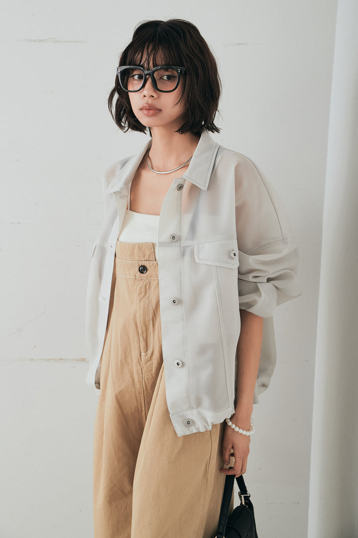 [SET]シアーダンボールサイドドロストジャケット+綿ツイルアシメサロペット(2set)