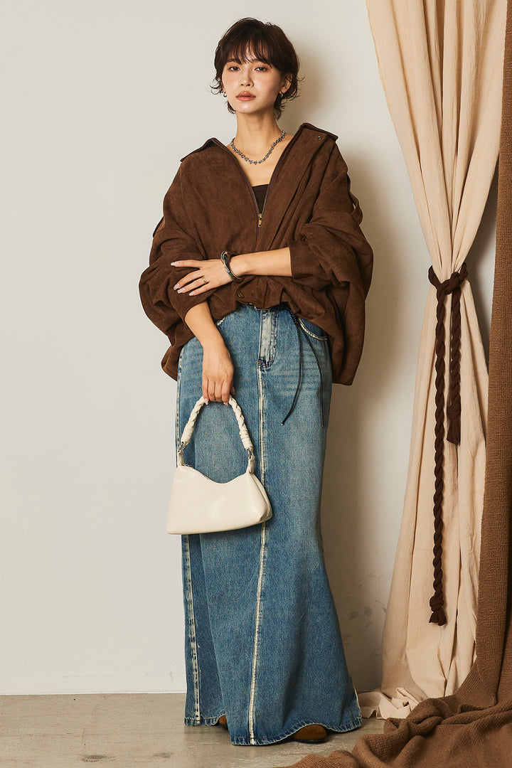 【即納】バルーンシルエットフェイクスエードブルゾン