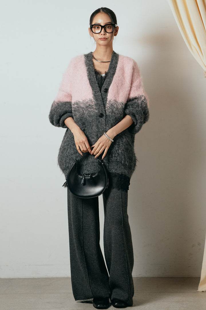 [SET]起毛グラデーションニットカーディガン+センターラインニットパンツ(2set)