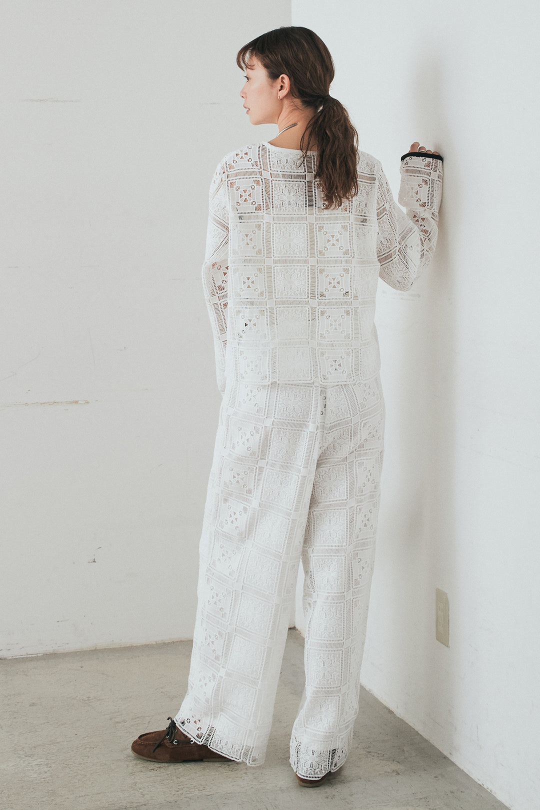 [SET]クロシェレースカーディガン+クロシェレースイージーパンツ(2set)