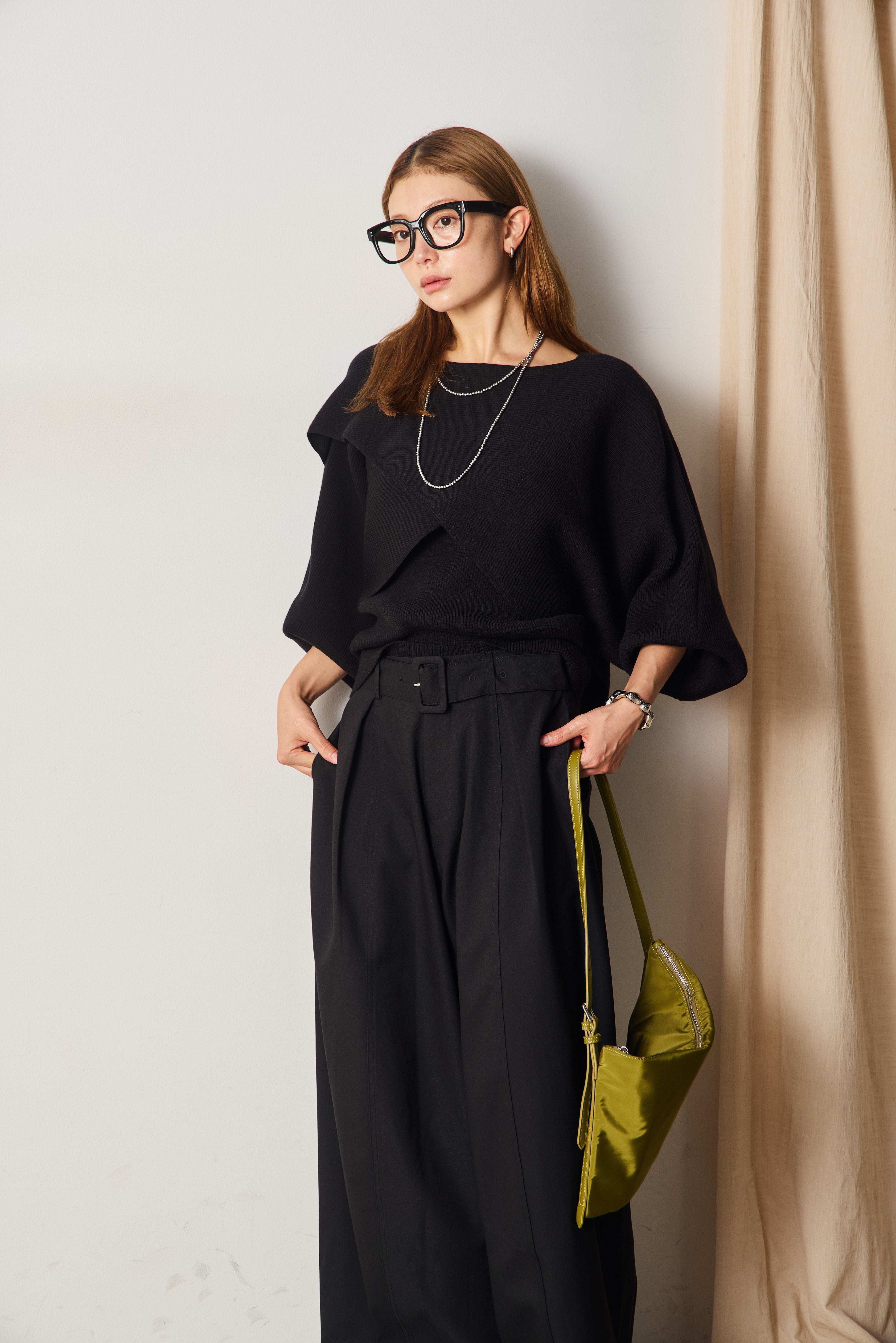 SP（エシュペー）チノクロスタックワイドパンツ　ブラック　サイズ1 SP（エシュペー）｜DOUBLE TUCK WIDE TAPERED / CHINO CLOTH