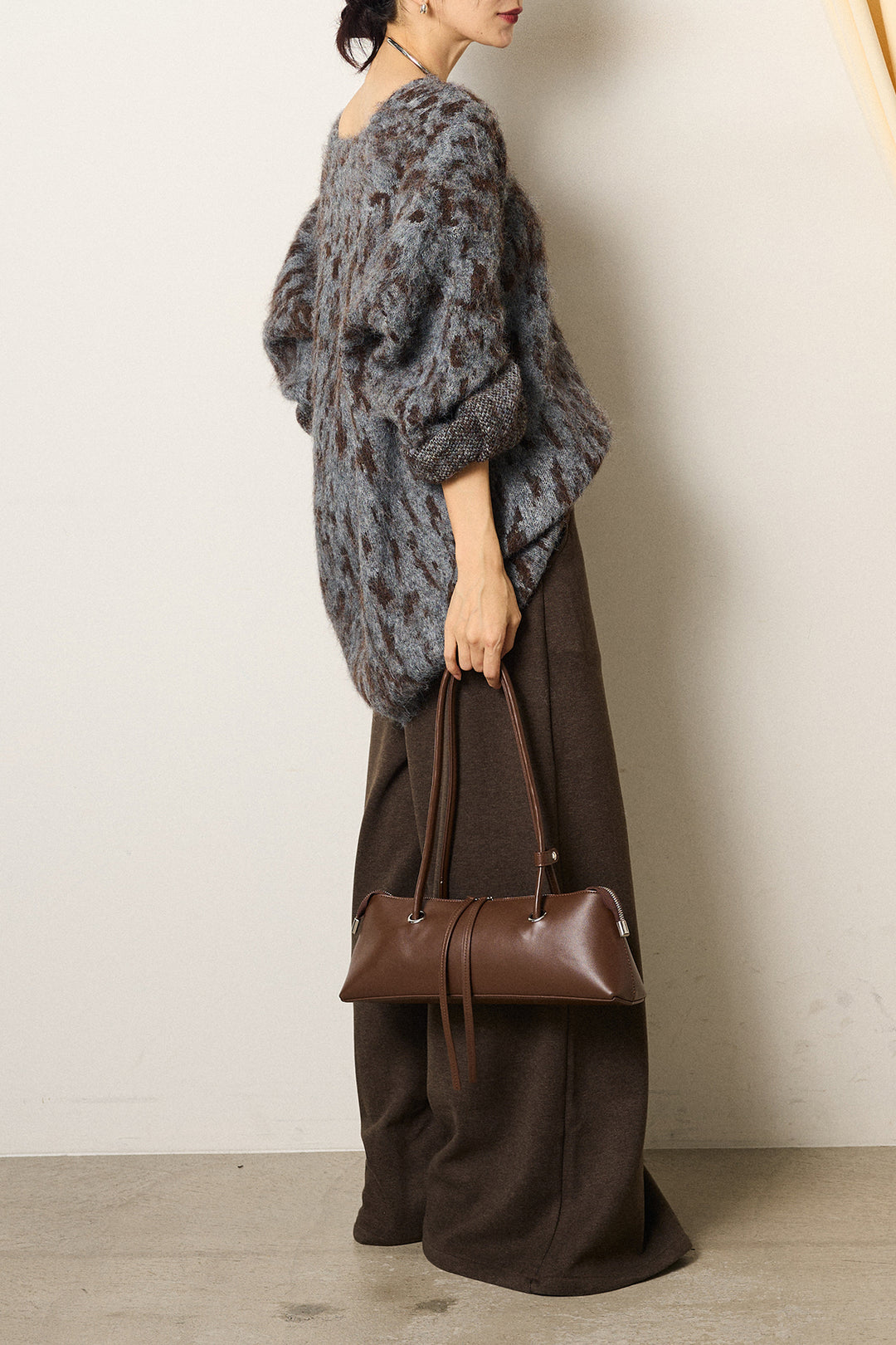 [SET]フラッフィーレオパードシャギーニット+サイドベルトパンツ(2set)