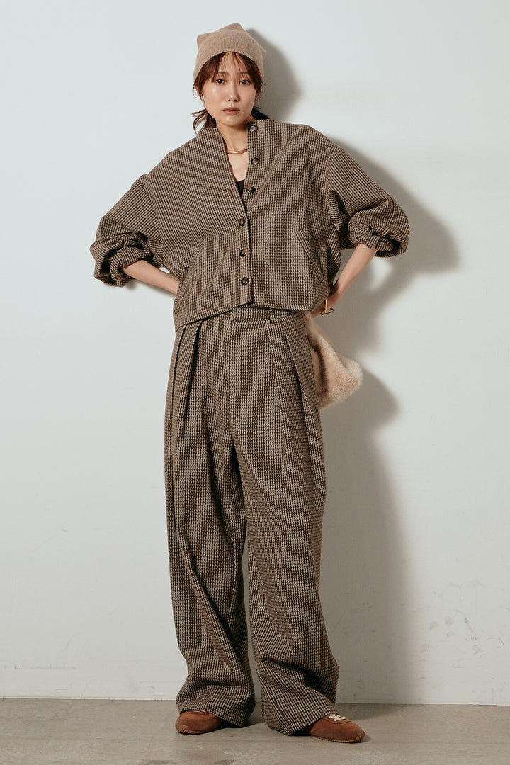 [SET]ノーカラーガンクラブチェックジャケット+ガンクラブチェックタックパンツ(2set)