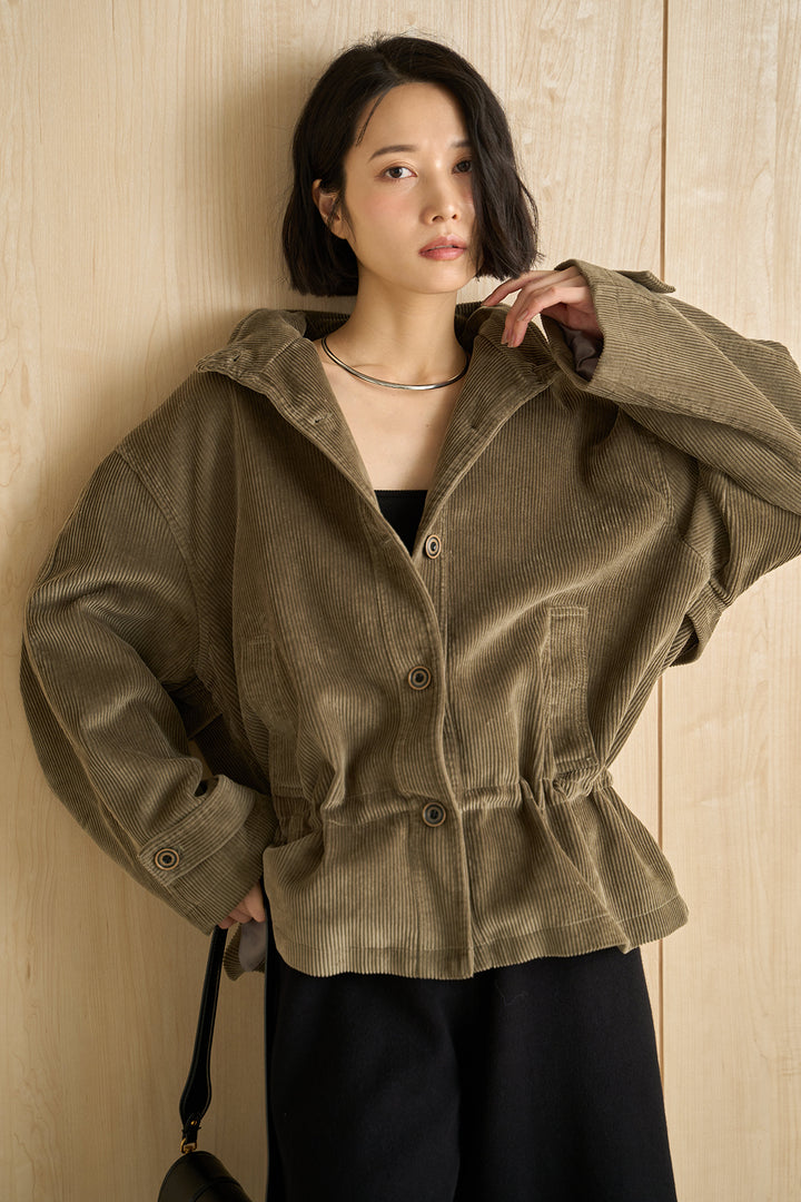 [SET]コーデュロイスタンドカラージャケット+リラックスニットショートパンツ(2set)
