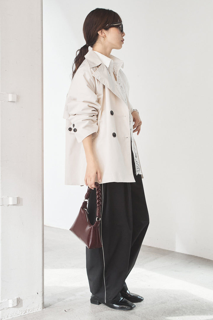 [SET]ナイロントレンチコート+刺繍レースオーバーサイズシャツ(2set)