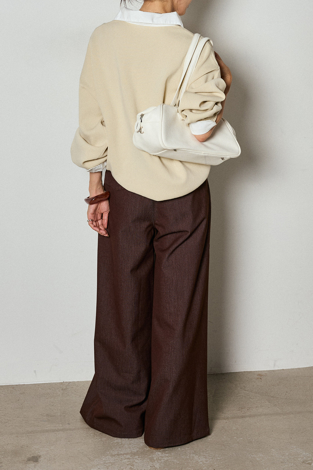 【即納】ウエストベルト付きタックワイドパンツ