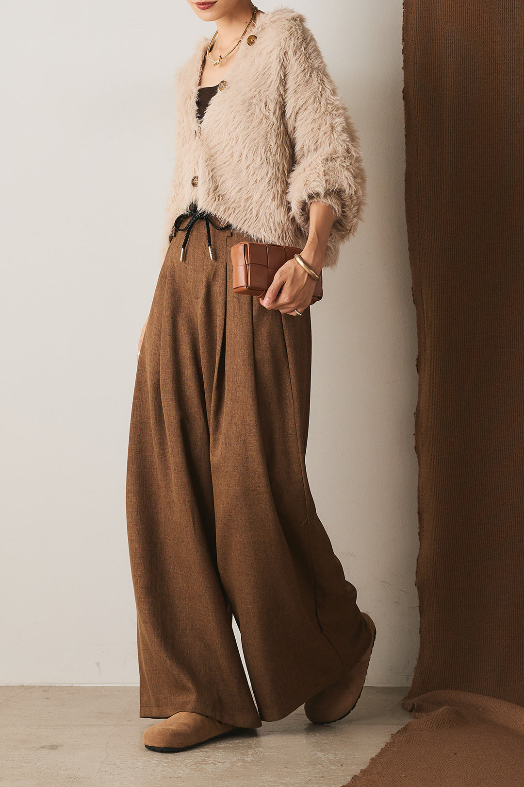 【即納】フェザーヤーン衿付きカーディガン