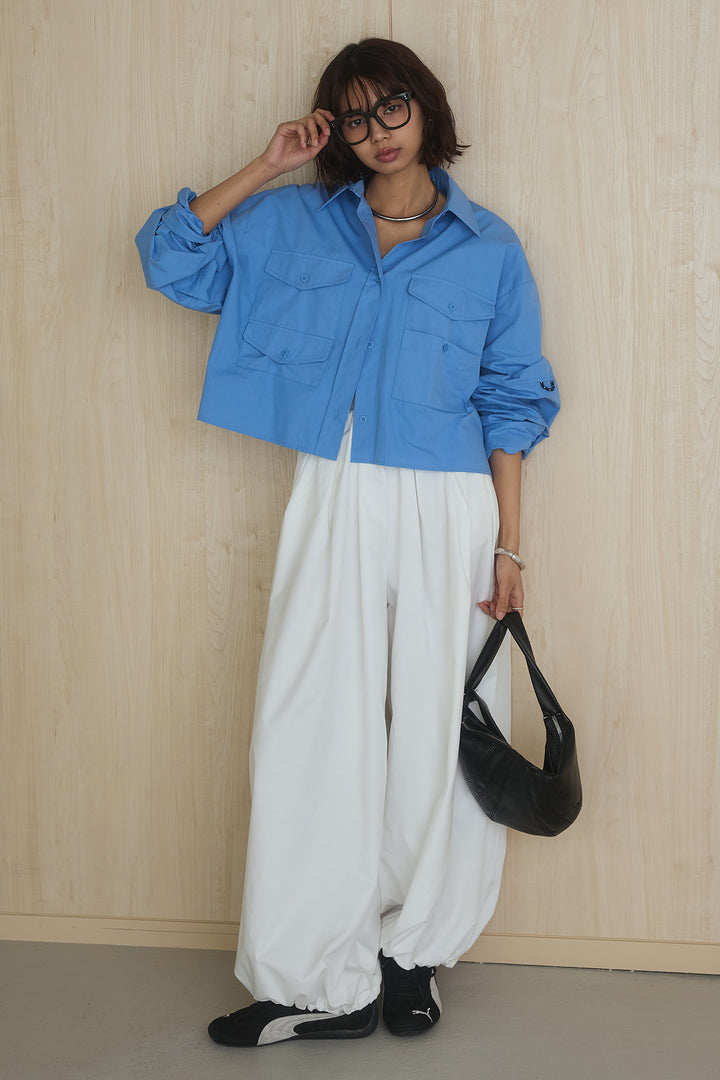 [SET]ビッグポケットシャツ+裾絞りワイドパンツ(2set)