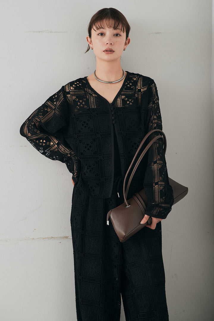 [SET]クロシェレースカーディガン+クロシェレースイージーパンツ(2set)