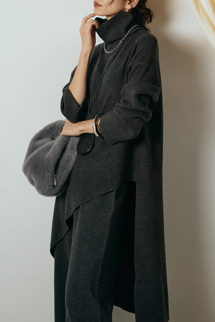 [SET]裾アシンメトリーニットSETUP