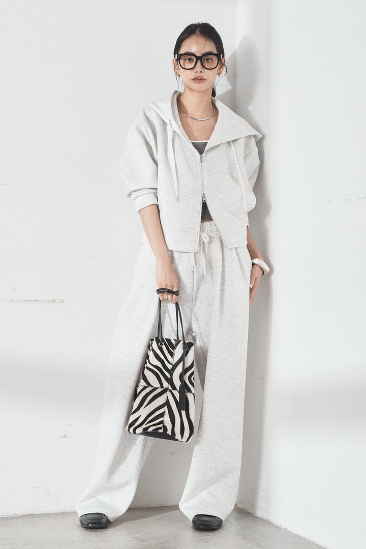 [SET]スウェットドルマンジップフードパーカー+スウェットコクーンイージーパンツ(2set)