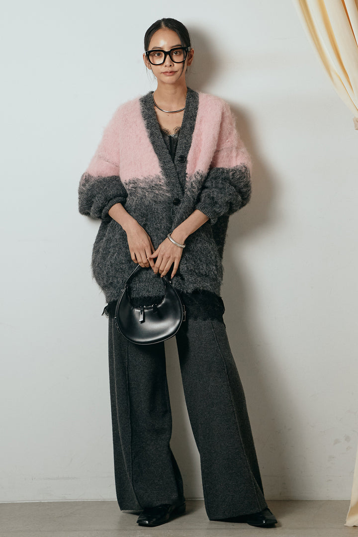 [SET]起毛グラデーションニットカーディガン+センターラインニットパンツ(2set)