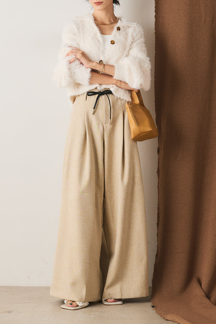 フェザーヤーン衿付きカーディガン