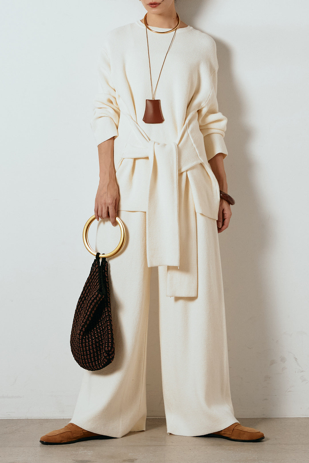 [SET]ウエスト巻きワッフルニットSETUP