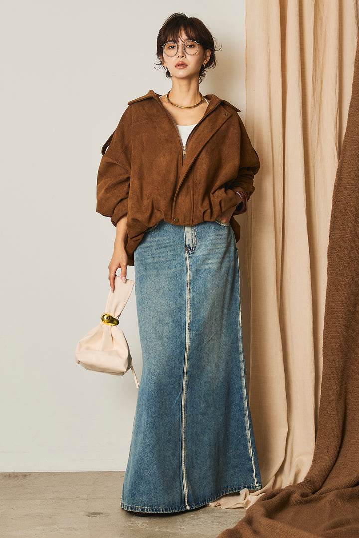 【即納】バルーンシルエットフェイクスエードブルゾン