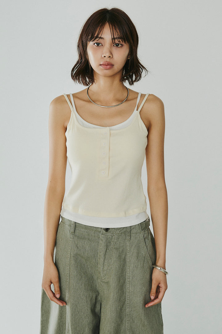 [SET]シアージャガードハーフスリーブテーラードジャケット+配色ヘンリーネックタンクトップ(2set)