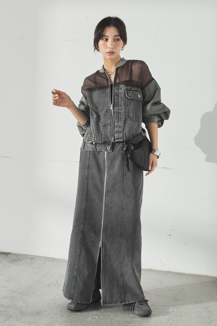 デニムコンビネーションブルゾン