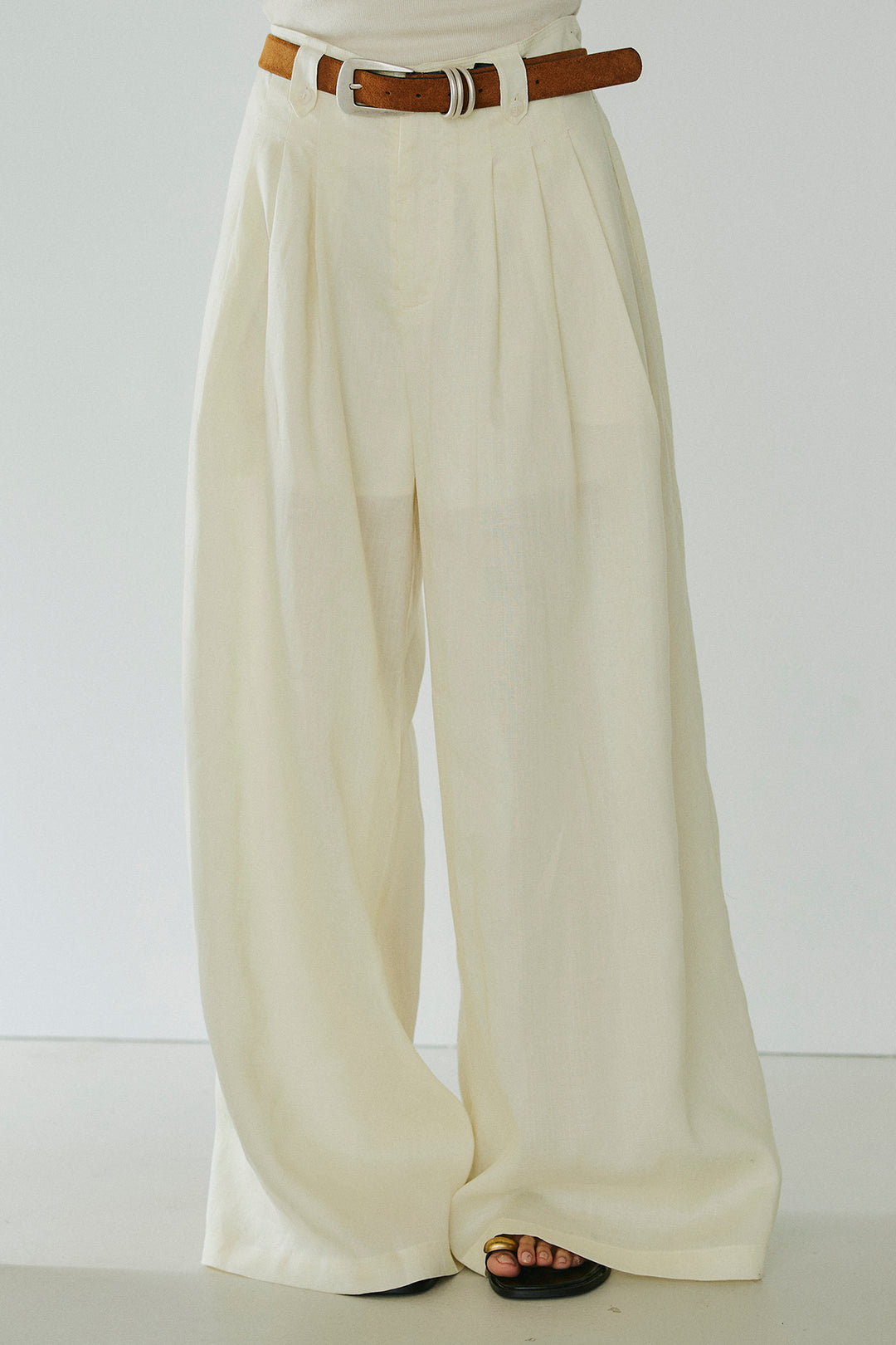 [SET]鍵編みフラワーレースカーディガン+タック入りワイドパンツ(2set)