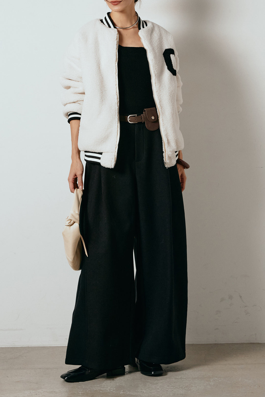 [SET]ロゴスタジャンボアブルゾン+ポーチベルト付きカーブパンツ(2set)