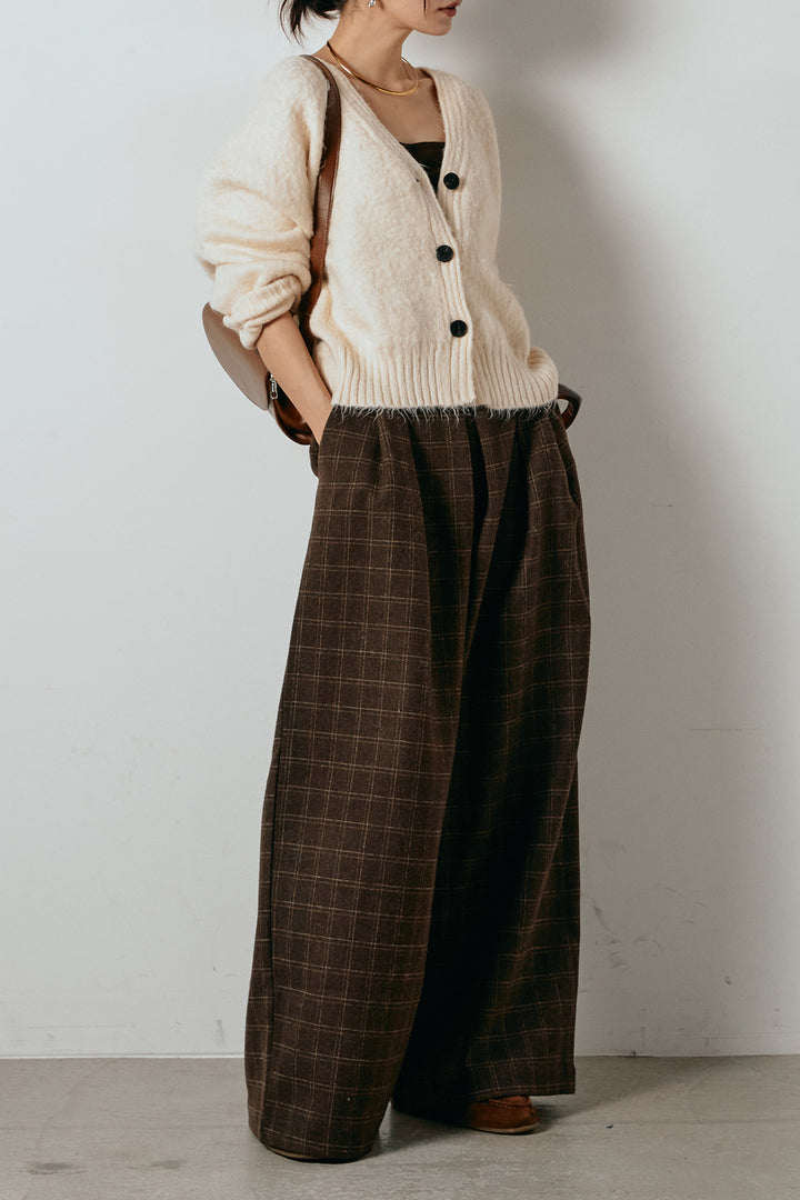 起毛ボタンニットカーディガン/アイボリー