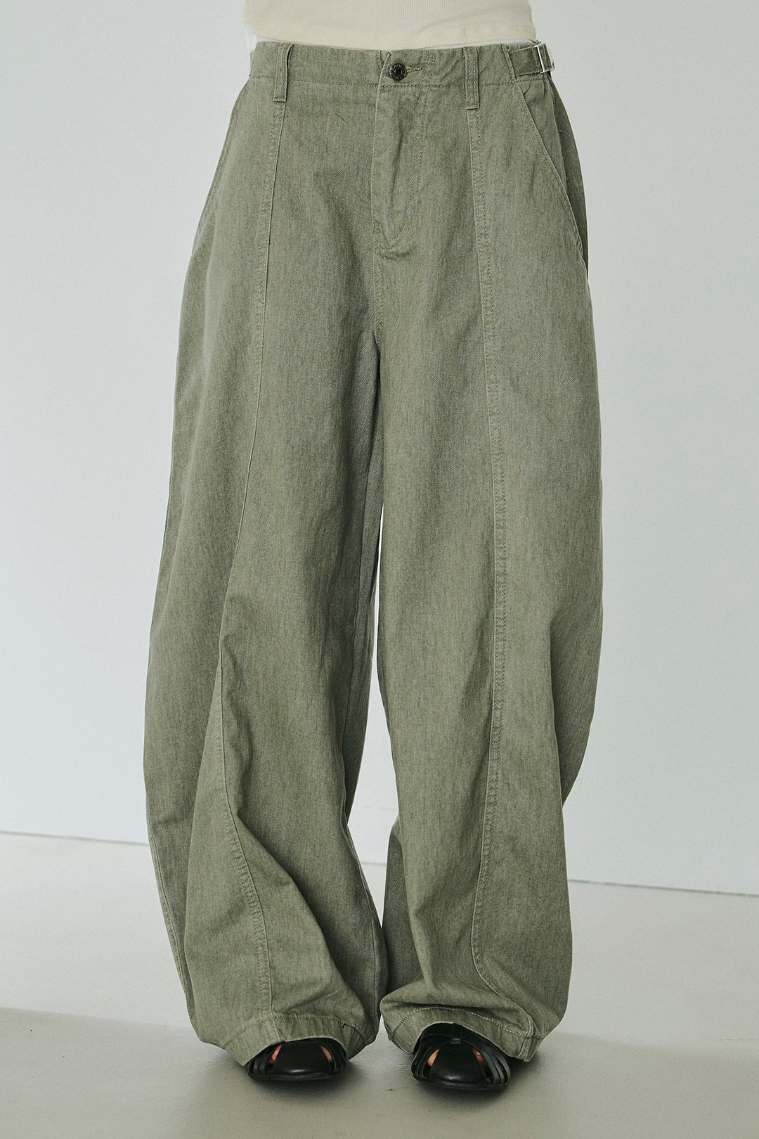 [SET]シアージャガードハーフスリーブテーラードジャケット+サイドベルトカーブワイドパンツ(2set)