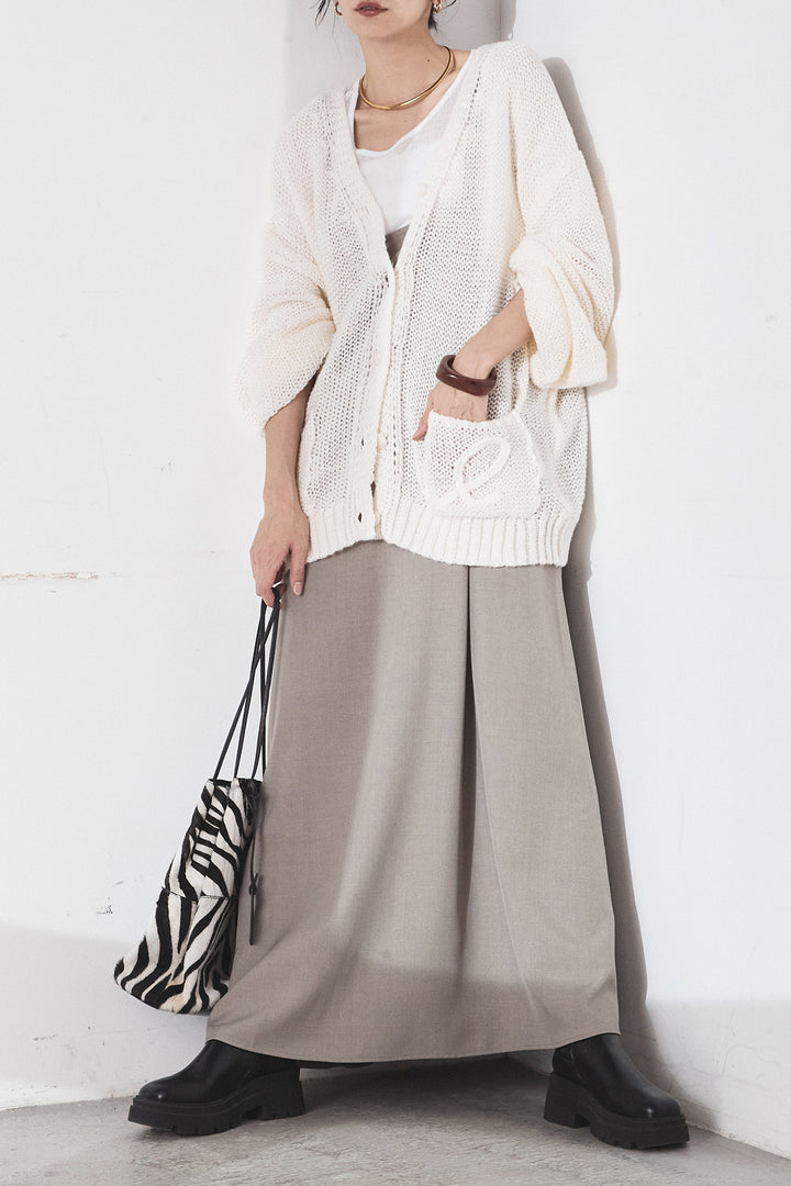 [SET]コード刺繍リラックスニットカーディガン+フレアリラックスキャミワンピース(2set)