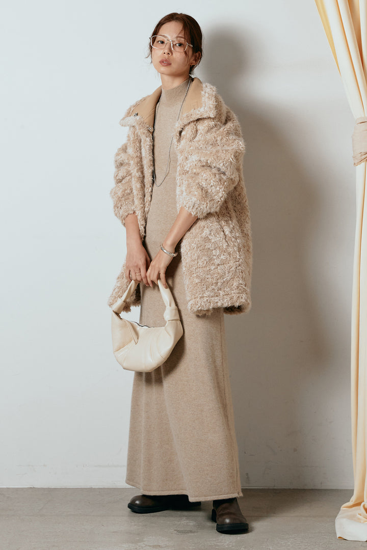 [SET]リバーシブルボアアウター+ノースリーブニットロングワンピース(2set)