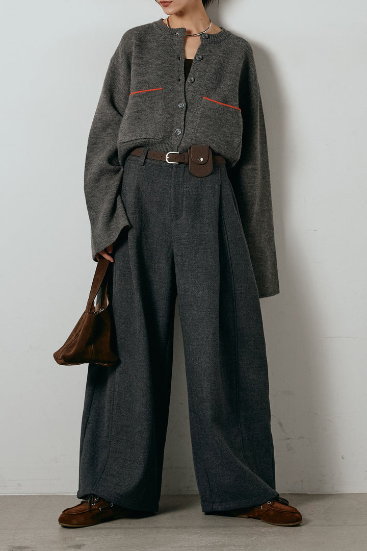 アルパカタッチダブルフェイスカーディガン/チャコール