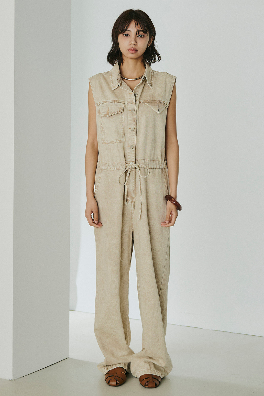 [SET]ケミカルデニムノースリロンパース