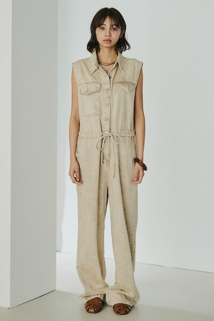 [SET]ケミカルデニムノースリロンパース