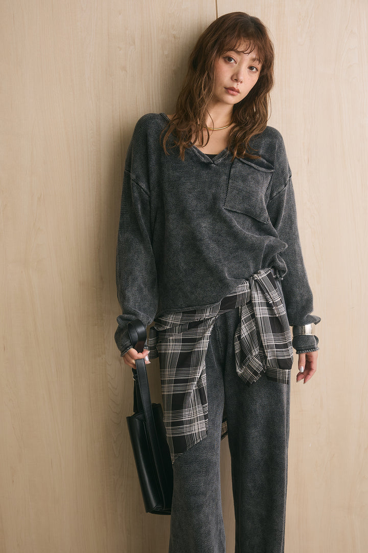 [SET]ピグメントスキッパーニットプルオーバー+ピグメントリラックスニットパンツ(2set)