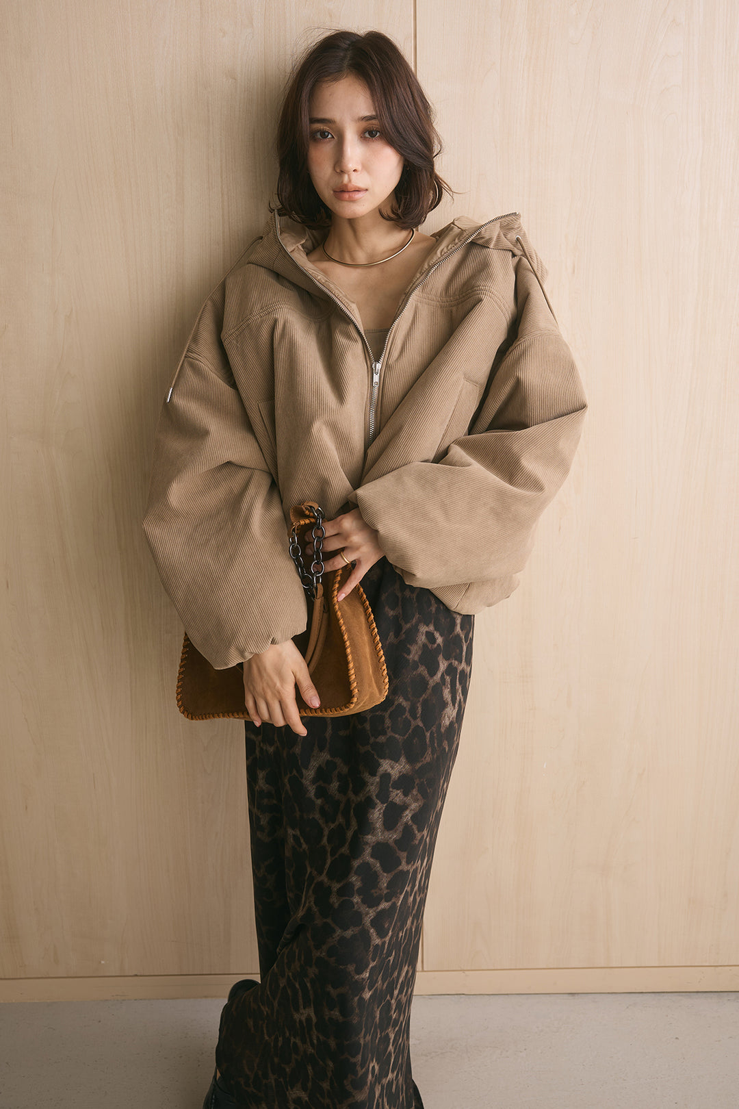 コーデュロイフーディバルーンブルゾン