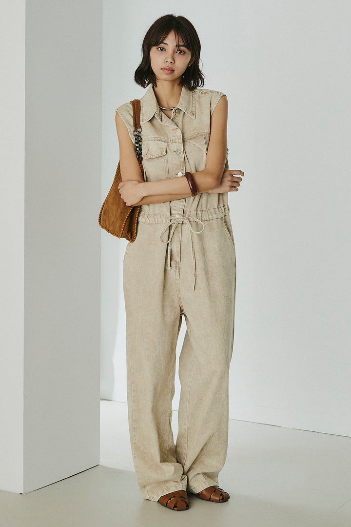 [SET]ケミカルデニムノースリロンパース